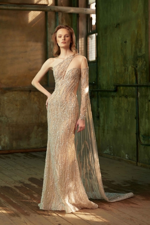 Tony Ward Asymmetrical One Shoulder Gown