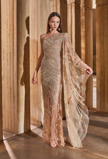 One Shoulder Luxury Midi Cocktail Dresses & Sleeve Gowns