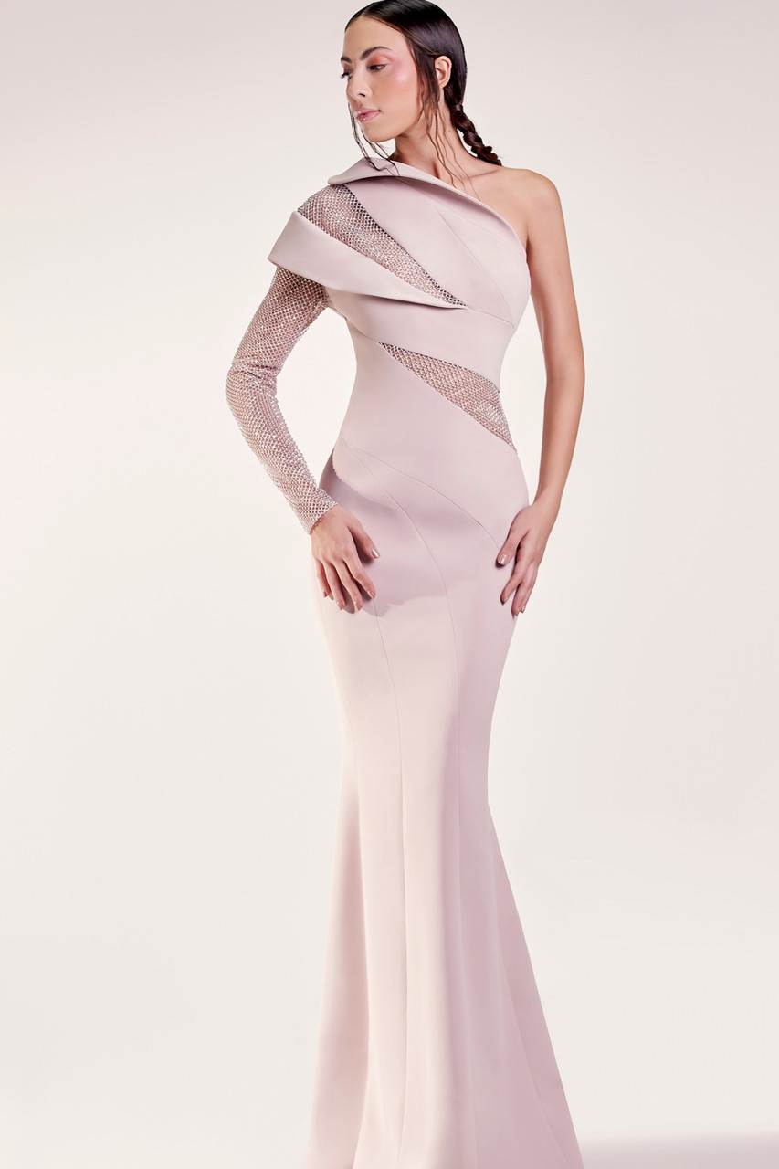 Gaby Charbachy Asymmetrical Fitted Gown