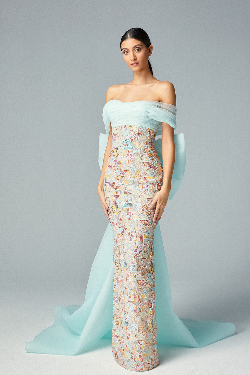 Gatti Nolli By Marwan Multi Beaded Gown