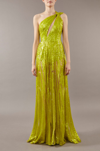 Elie Saab Sequin Embroidered Tulle Gown - District 5 Boutique