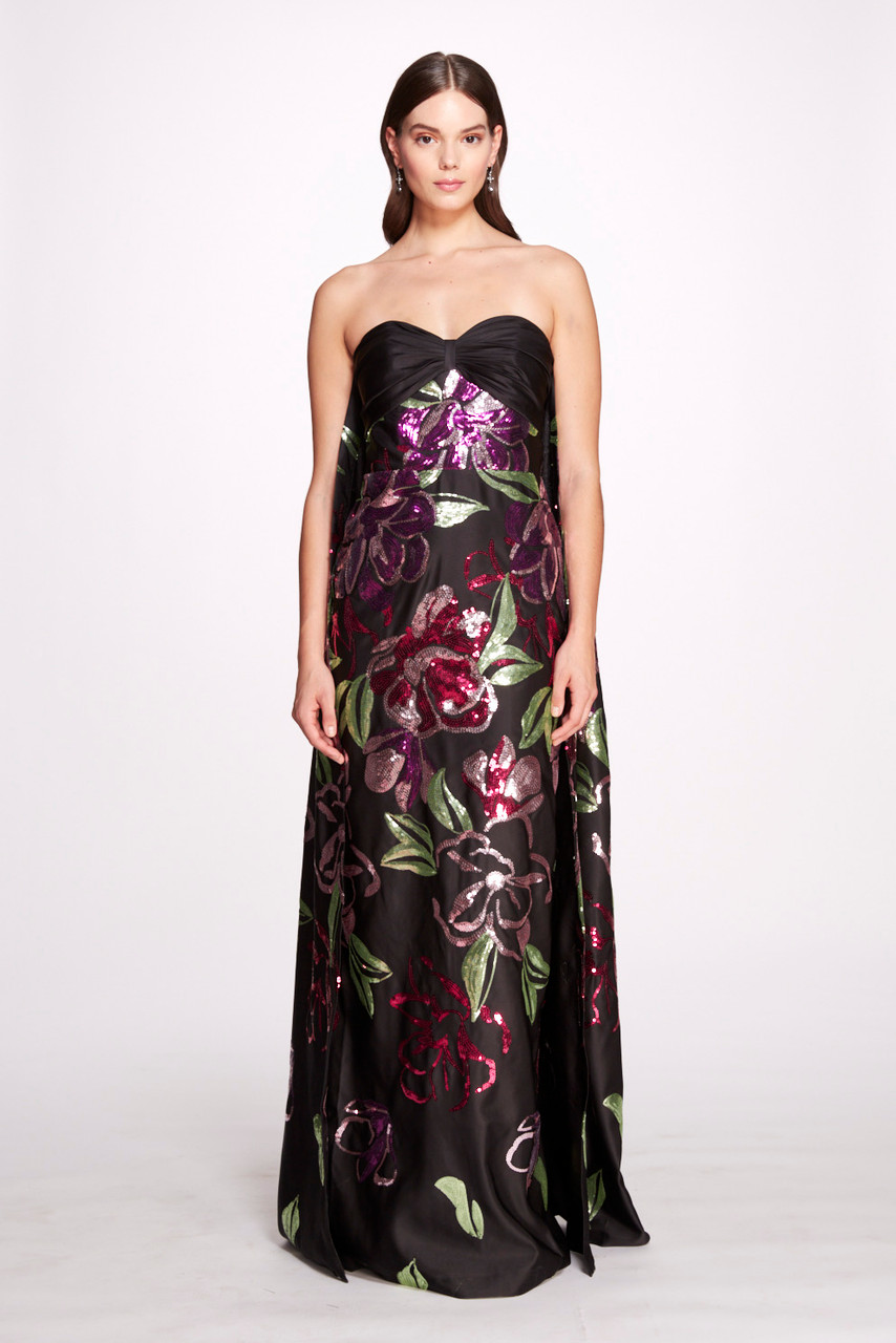 Shop Marchesa Notte Sparkling Duchess Degrade Column Gown