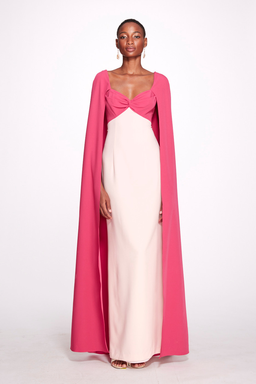 Marchesa Notte Two Tone Cape Gown