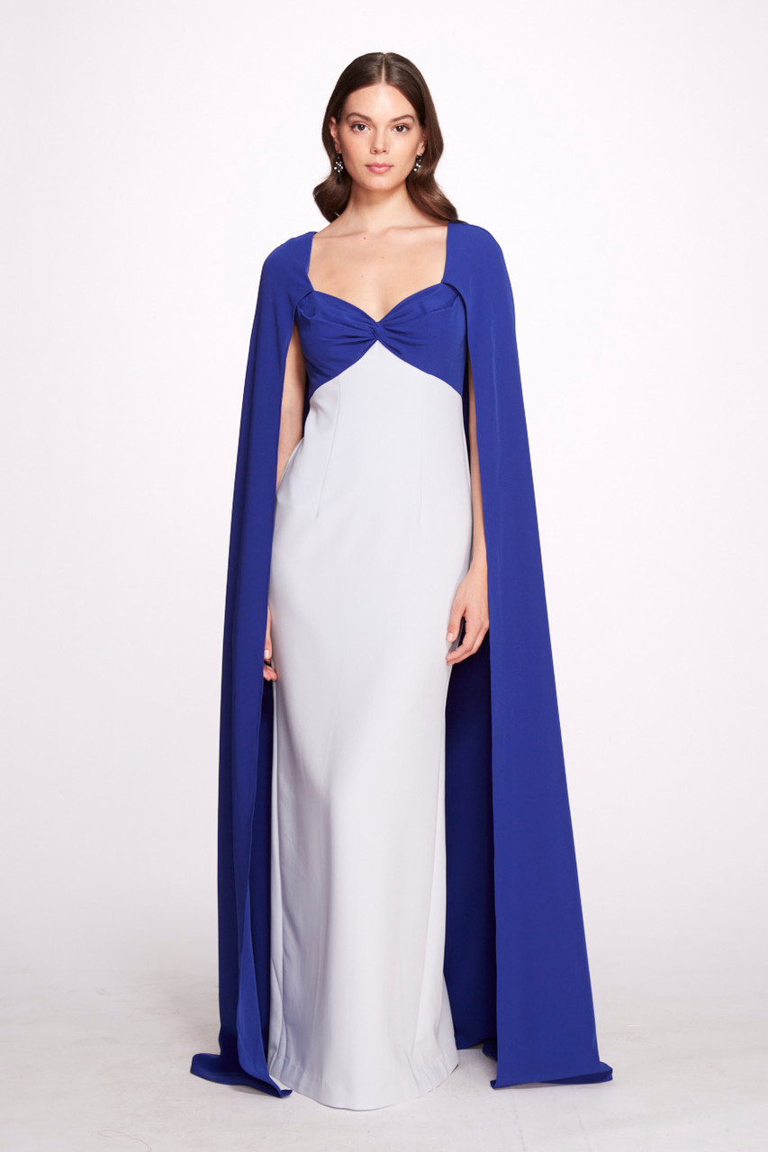 Marchesa Notte Two Tone Cape Gown