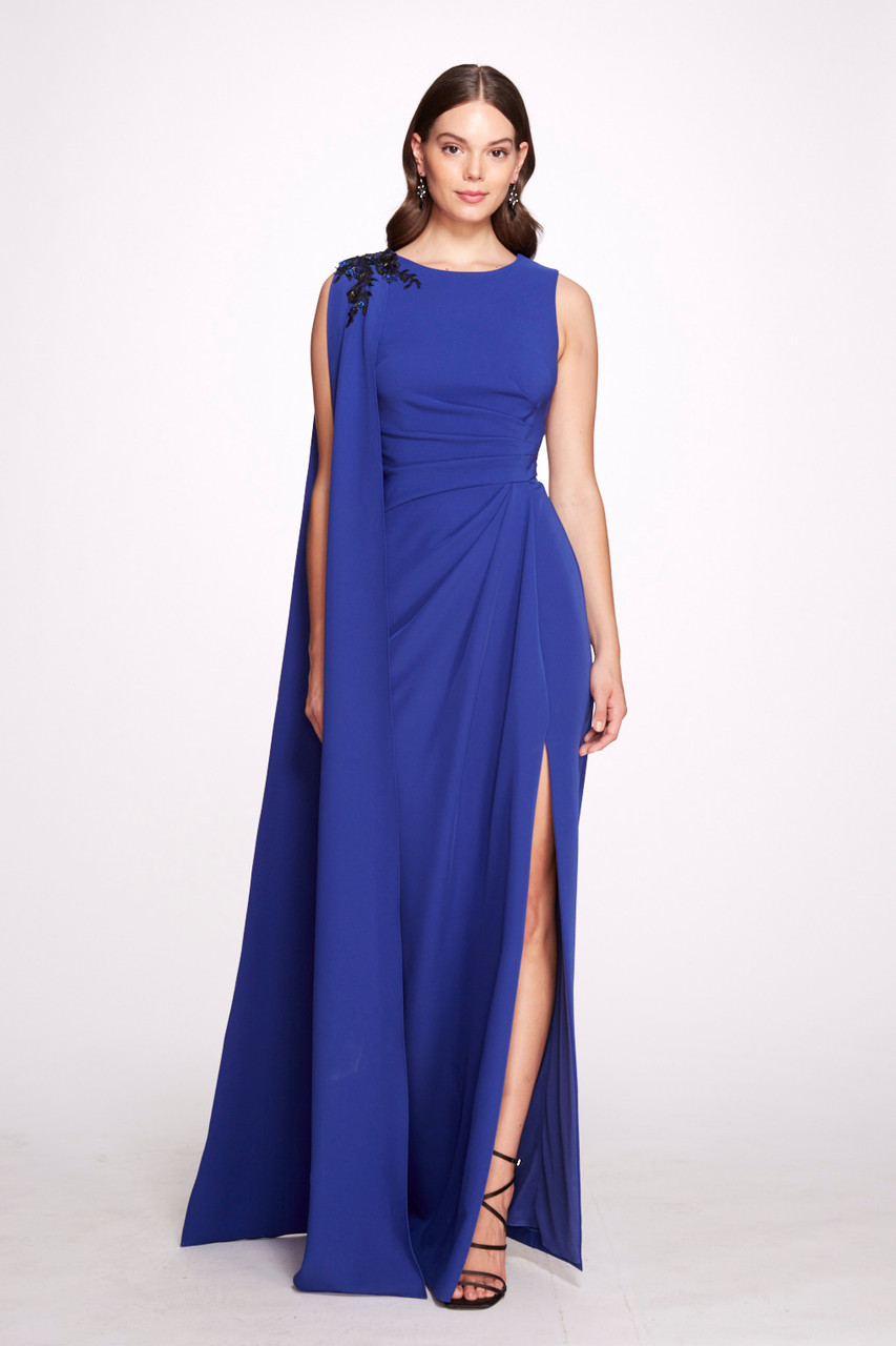 Marchesa Notte Stretch Crepe Column Gown