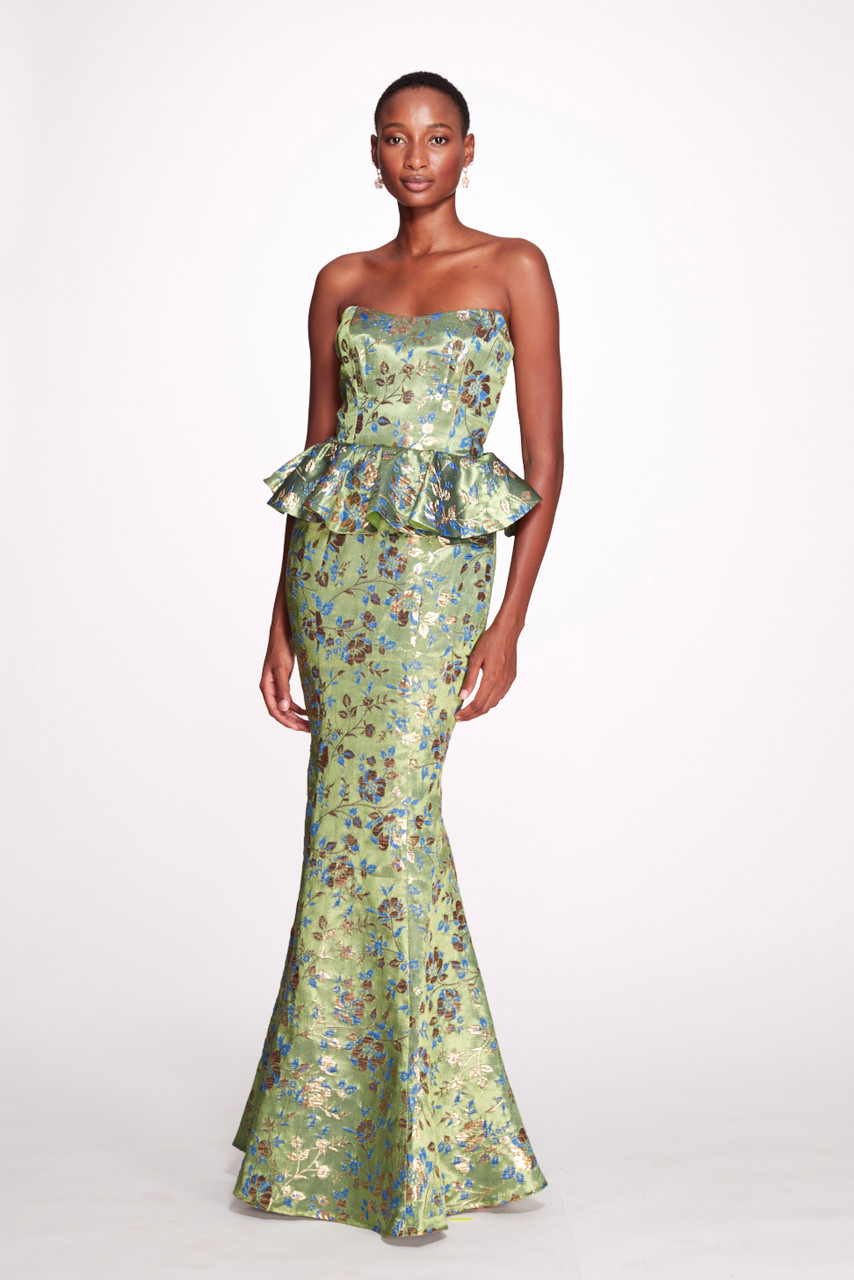 Shop Marchesa Notte Briar Rose Jacquard Gown