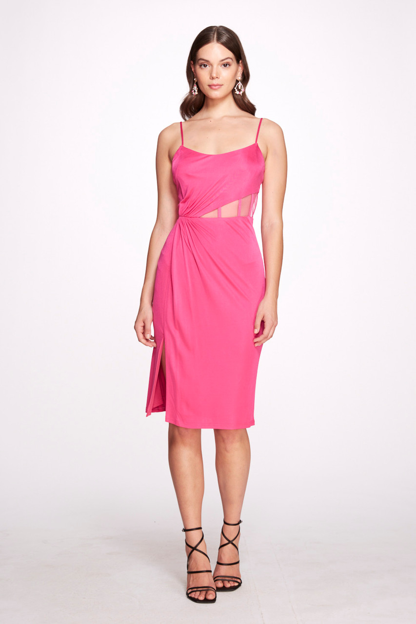 Marchesa Notte Silky Matt Jersey Mini Cocktail Dress