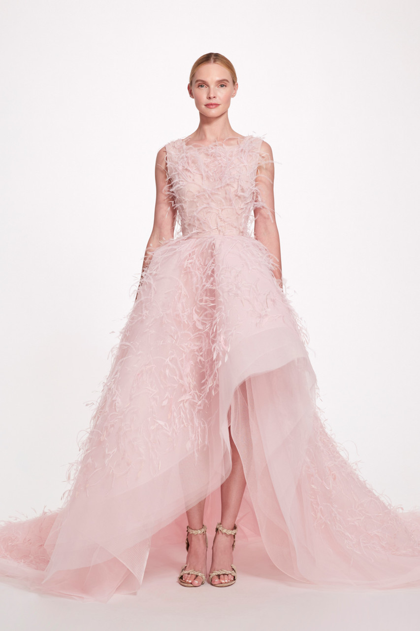 Marchesa Sleeveless High Low Tulle Ball Gown