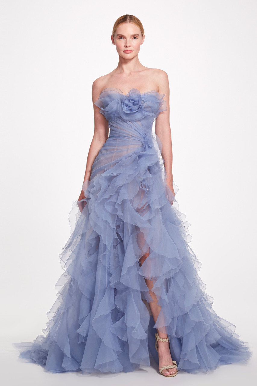 Shop Marchesa Strapless Textured Organza Ball Gown