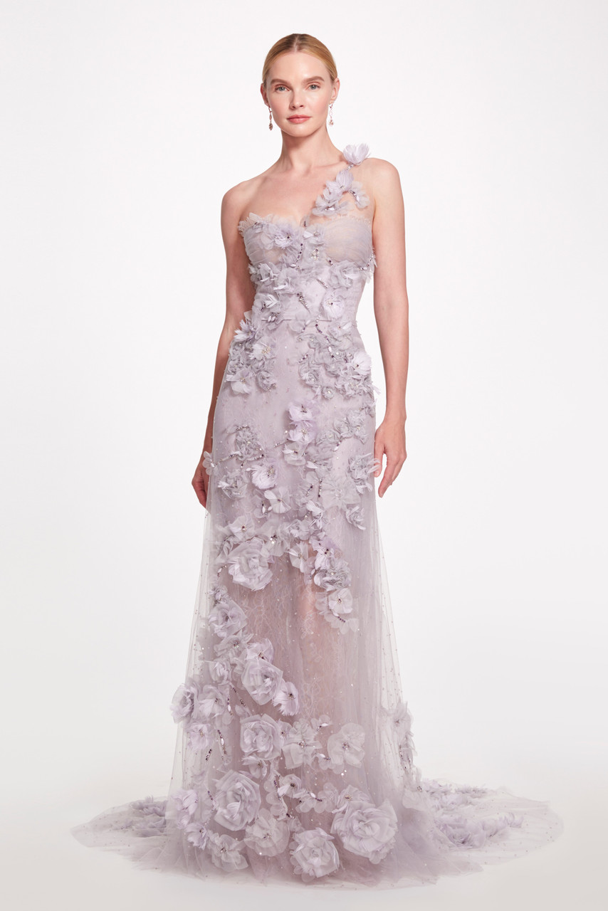 Marchesa Fit And Flare Illusion Tulle Gown