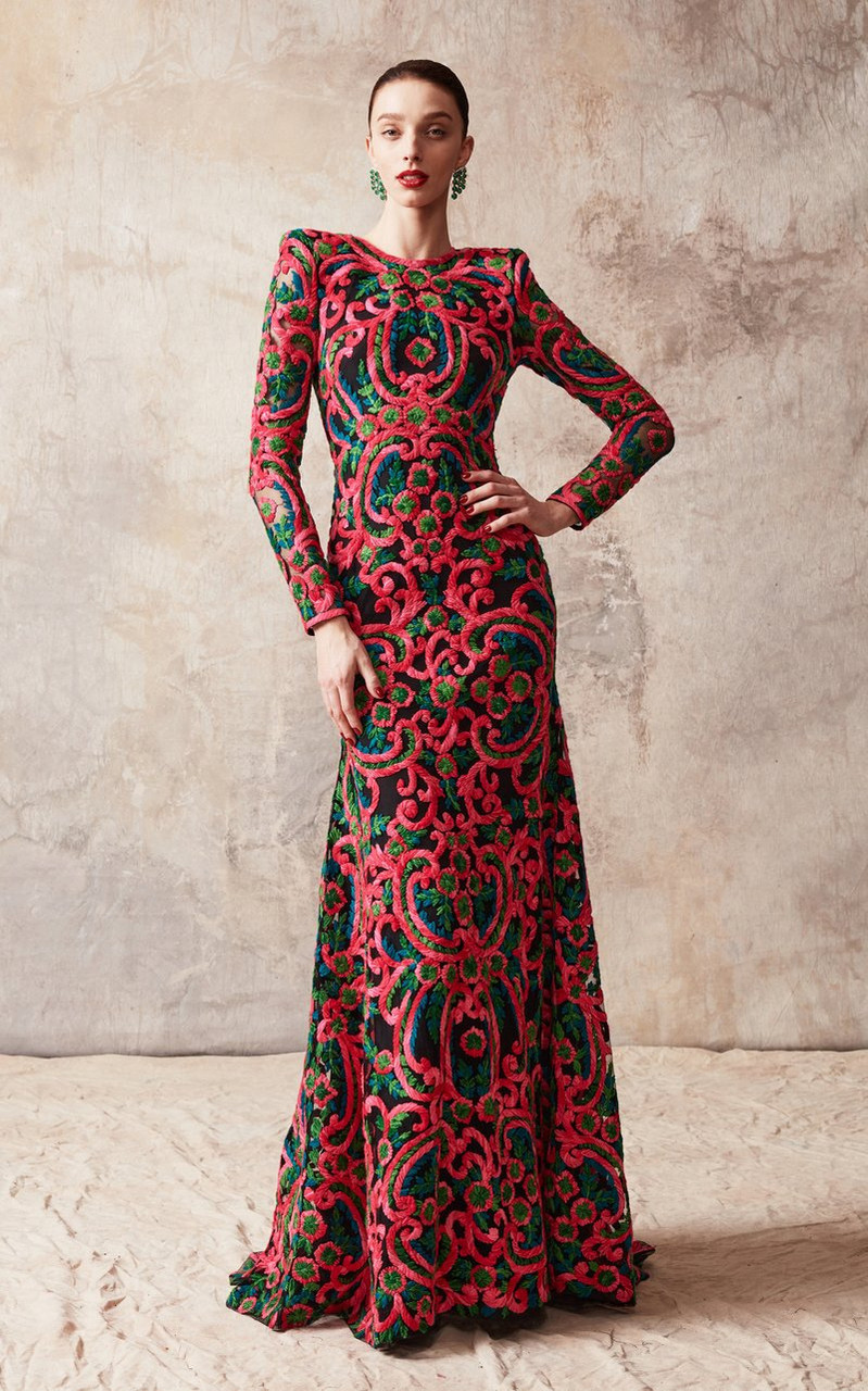 Shop Naeem Khan Embroidered Ribbon Gown