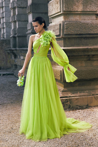 Brandon Maxwell Strapless Satin-gazar Midi Dress in Green