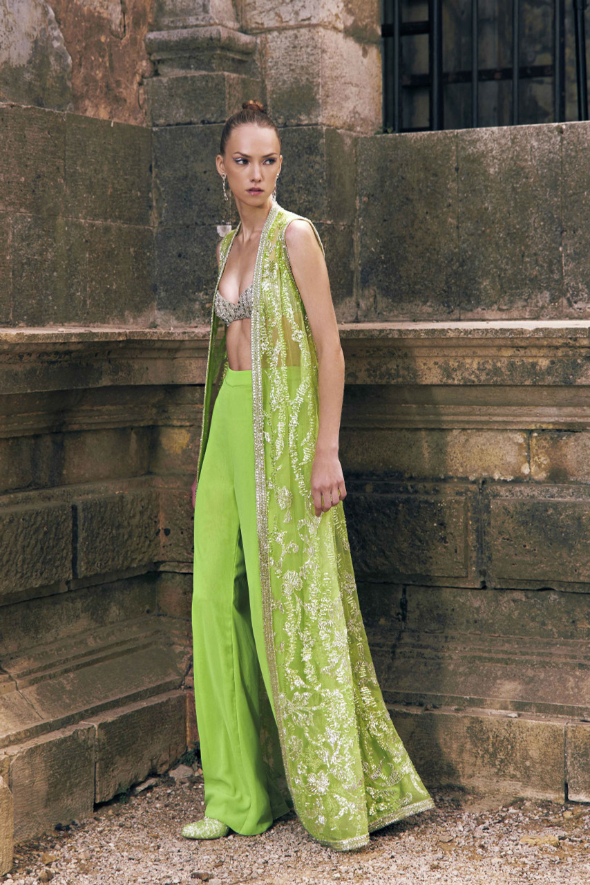 Tony Ward Embroidered Bustier, Trousers And Over-coat