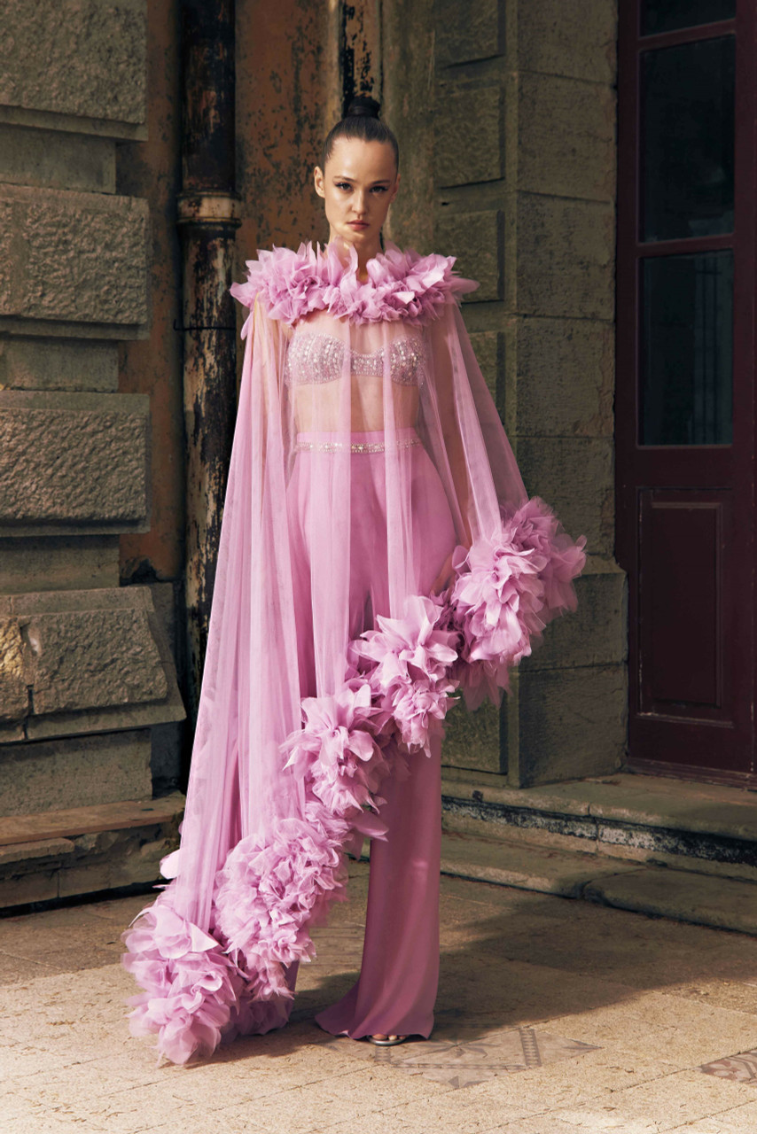 Tony Ward Embroidered Bustier, Trousers And Cape