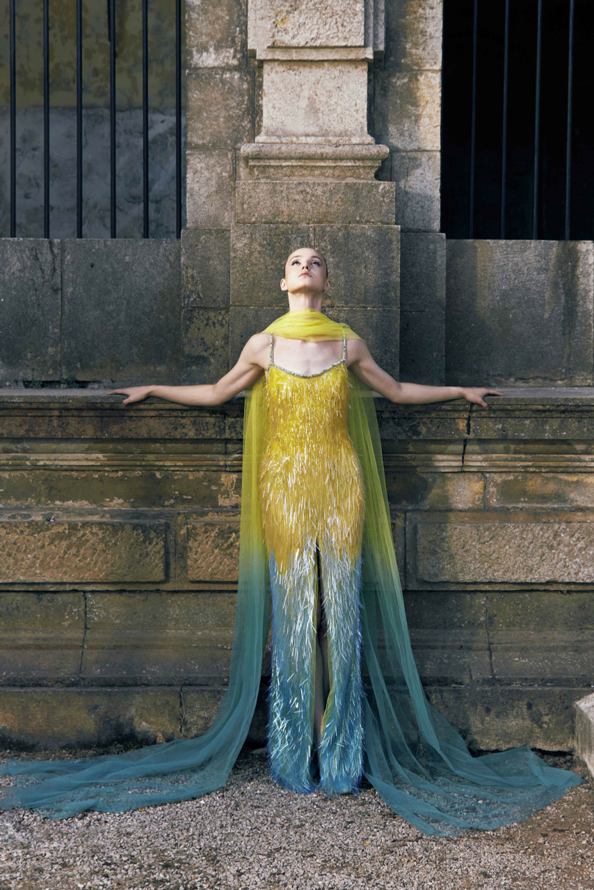 Tony Ward Ombre Sequin Shard Gown