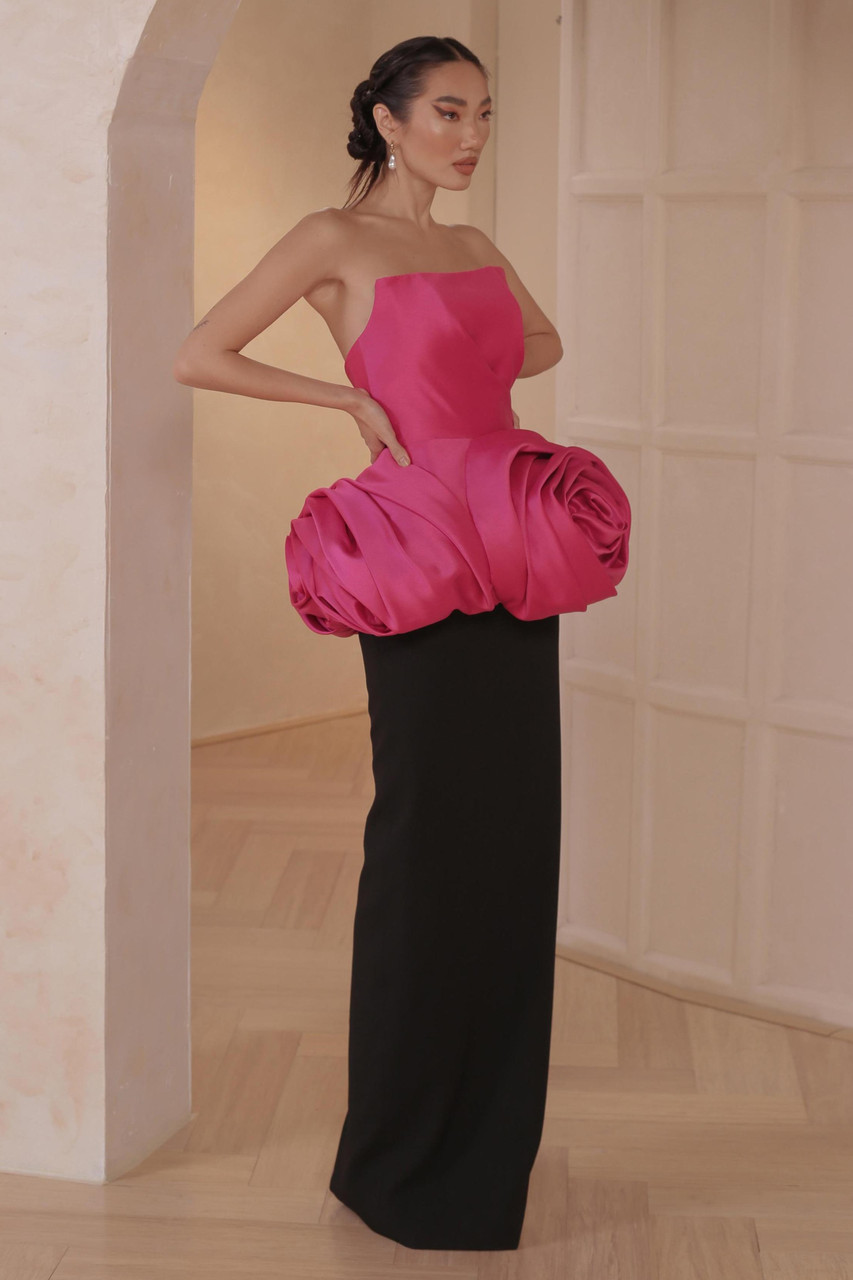 Mark Bumgarner Rosette Peplum Gown