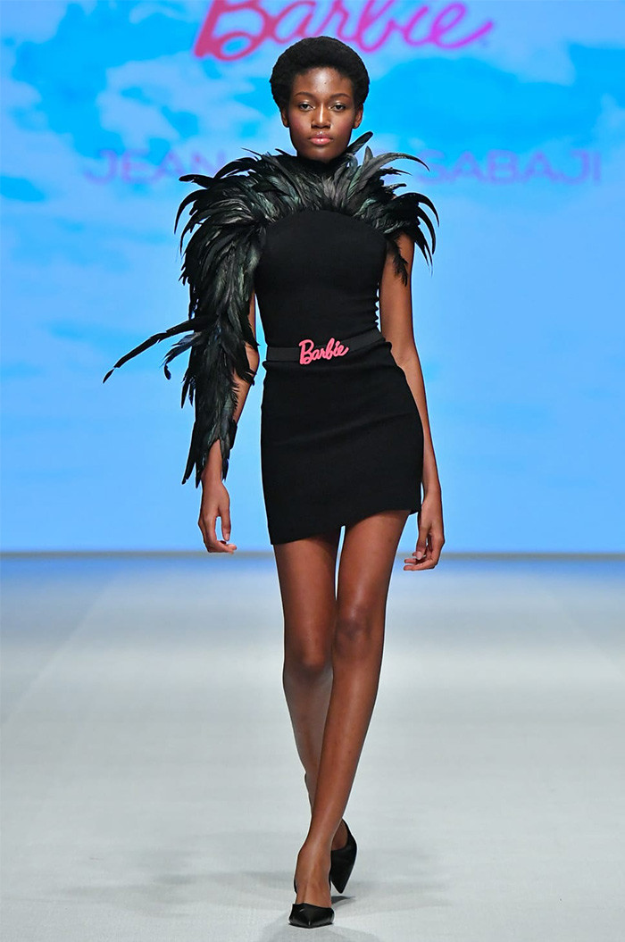 Jean Louis Sabaji Crepe Feathered Mini Dress