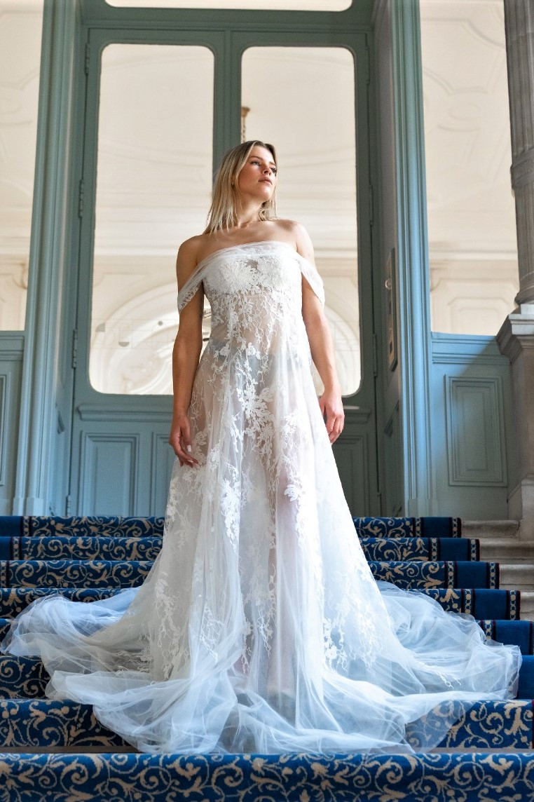 Edward Arsouni Dentelle And Tulle Gown