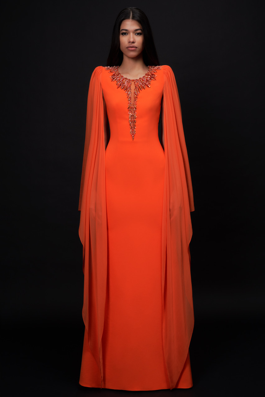 Jenny Packham Flame Lily Gown In Orange