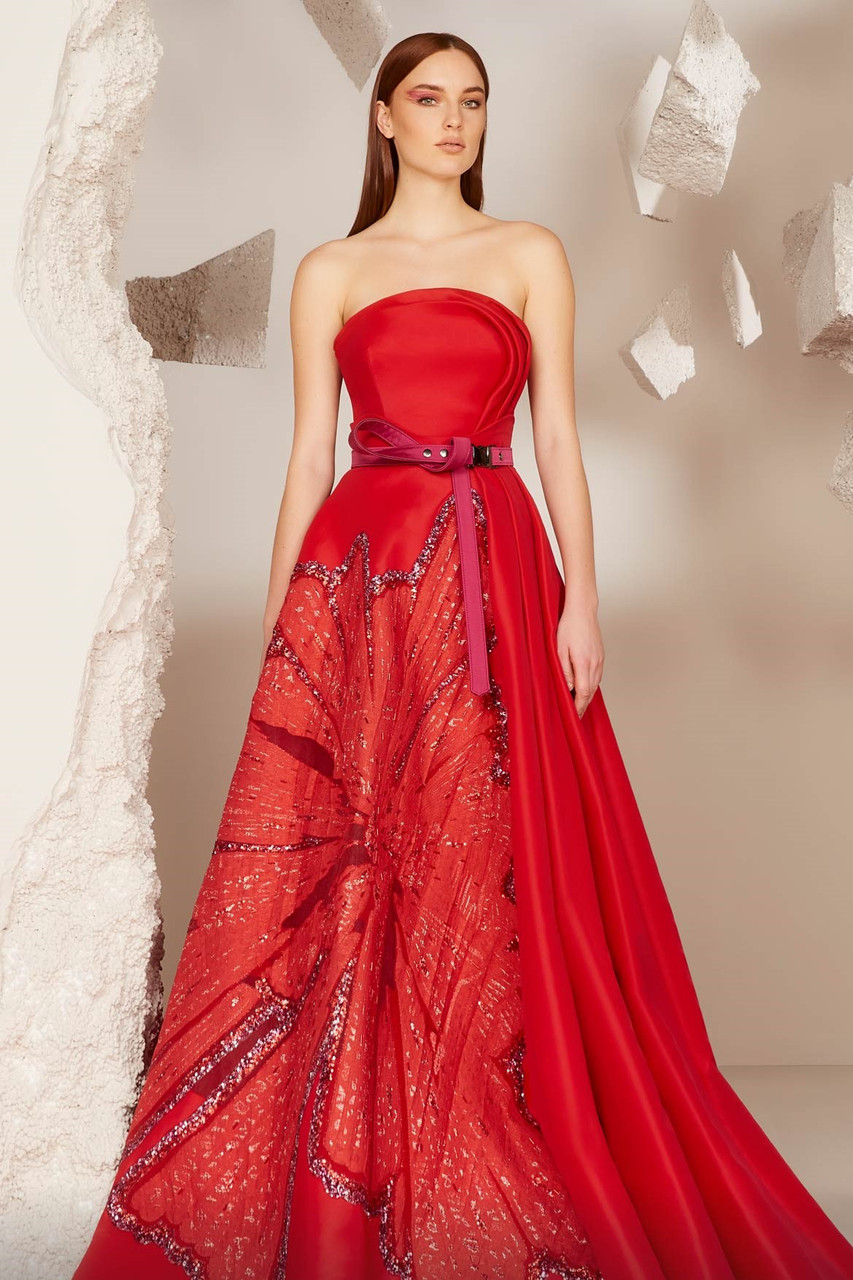 Mnm Couture Embellished Strapless A-line Gown