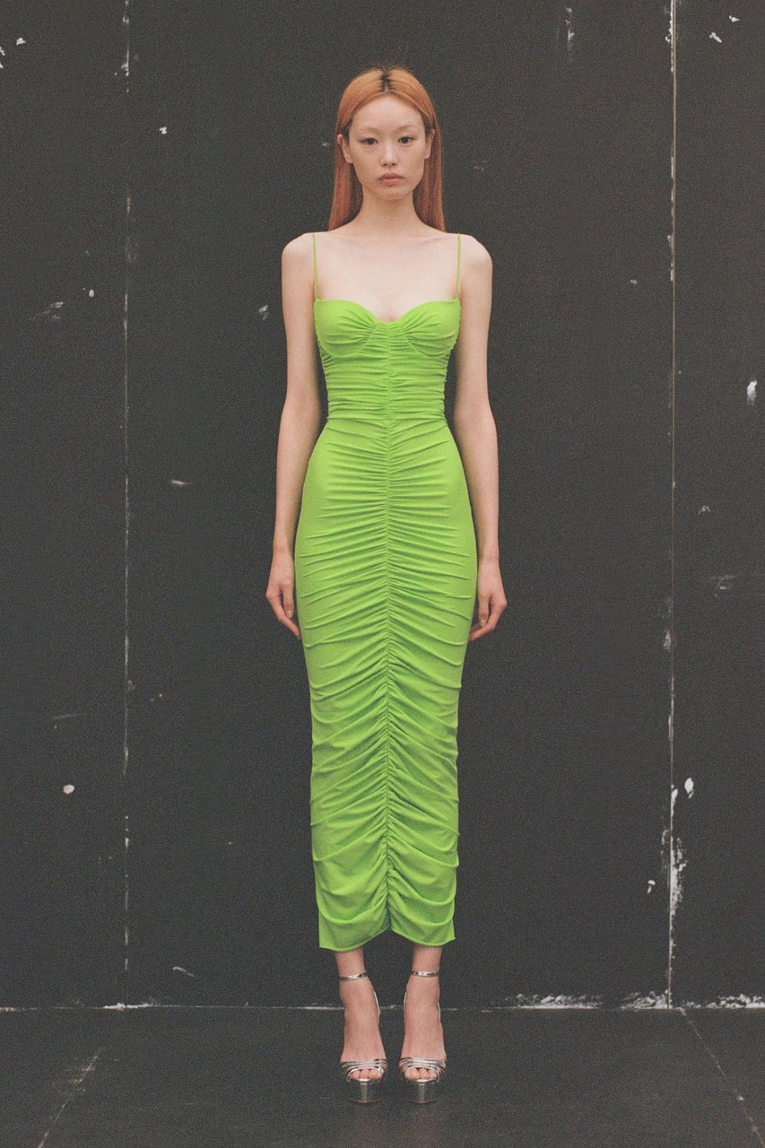 Alex Perry Everett Ruched Bustier Midi Dress