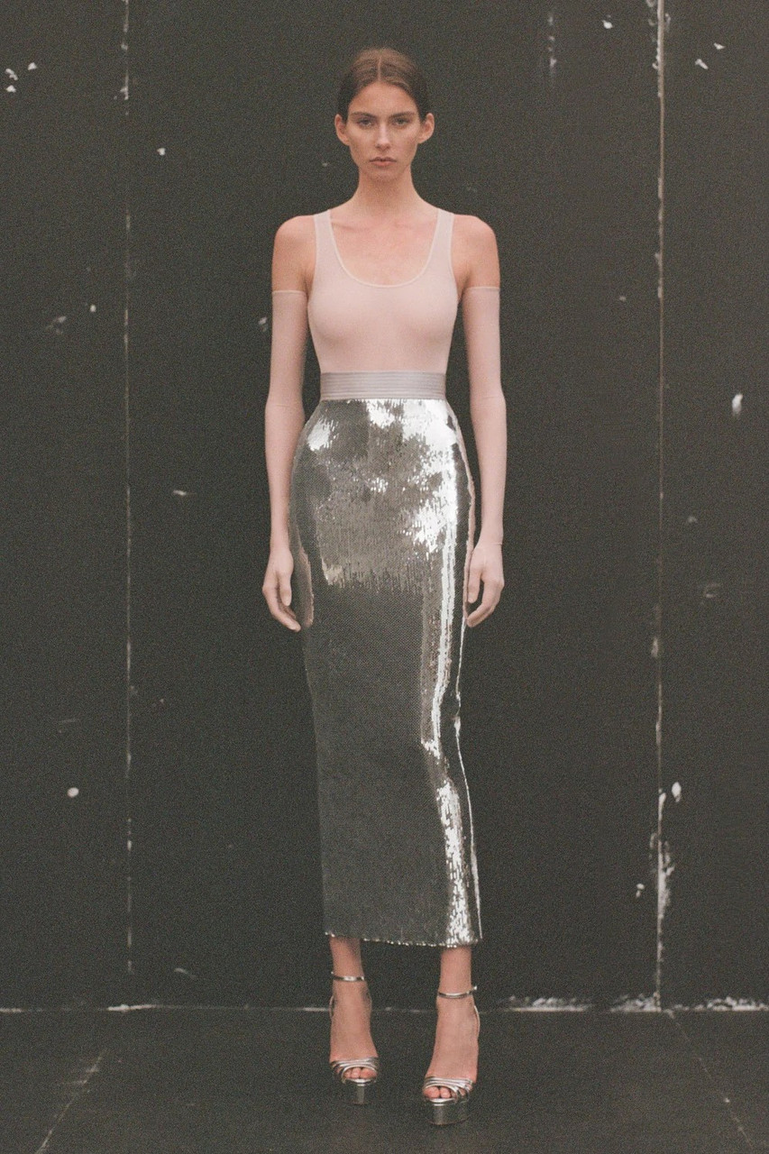 Alex Perry Lycra Bodysuit And Sequin Skirt