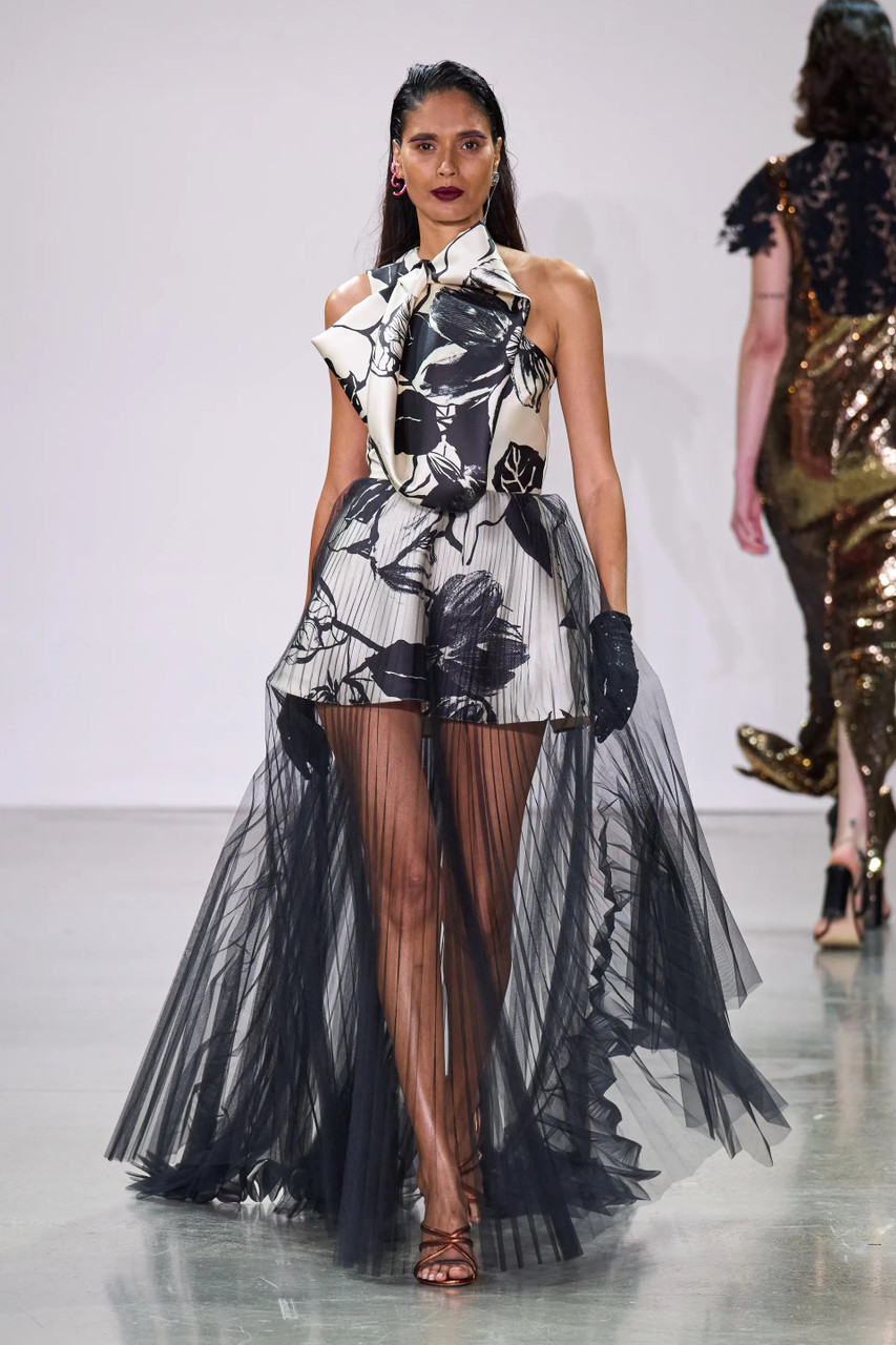 Bibhu Mohapatra Printed Gown With Tulle Overskirt