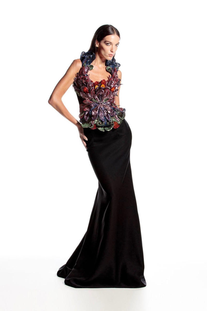 Hussein Bazaza Beaded Petal Top And Skirt