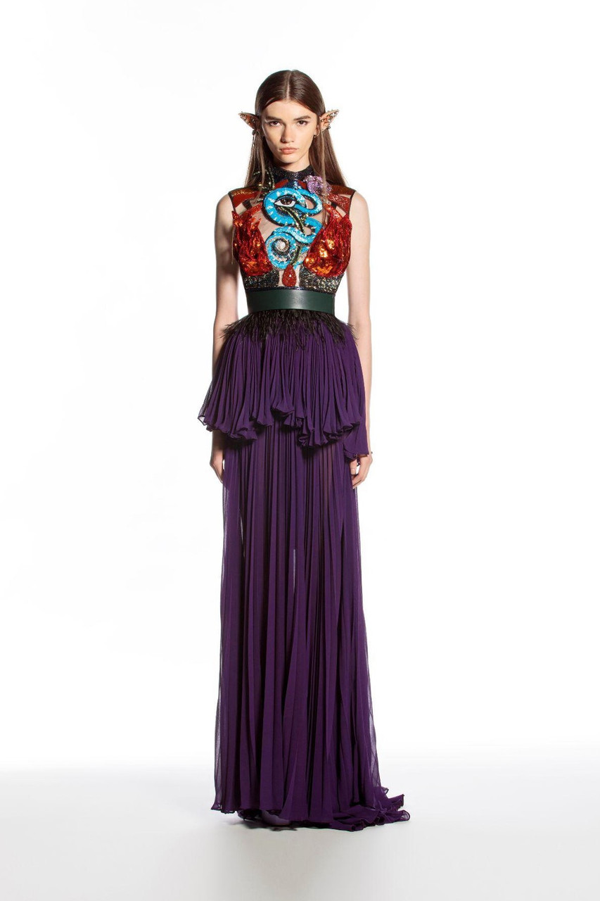 Hussein Bazaza Maxi Snake Dress