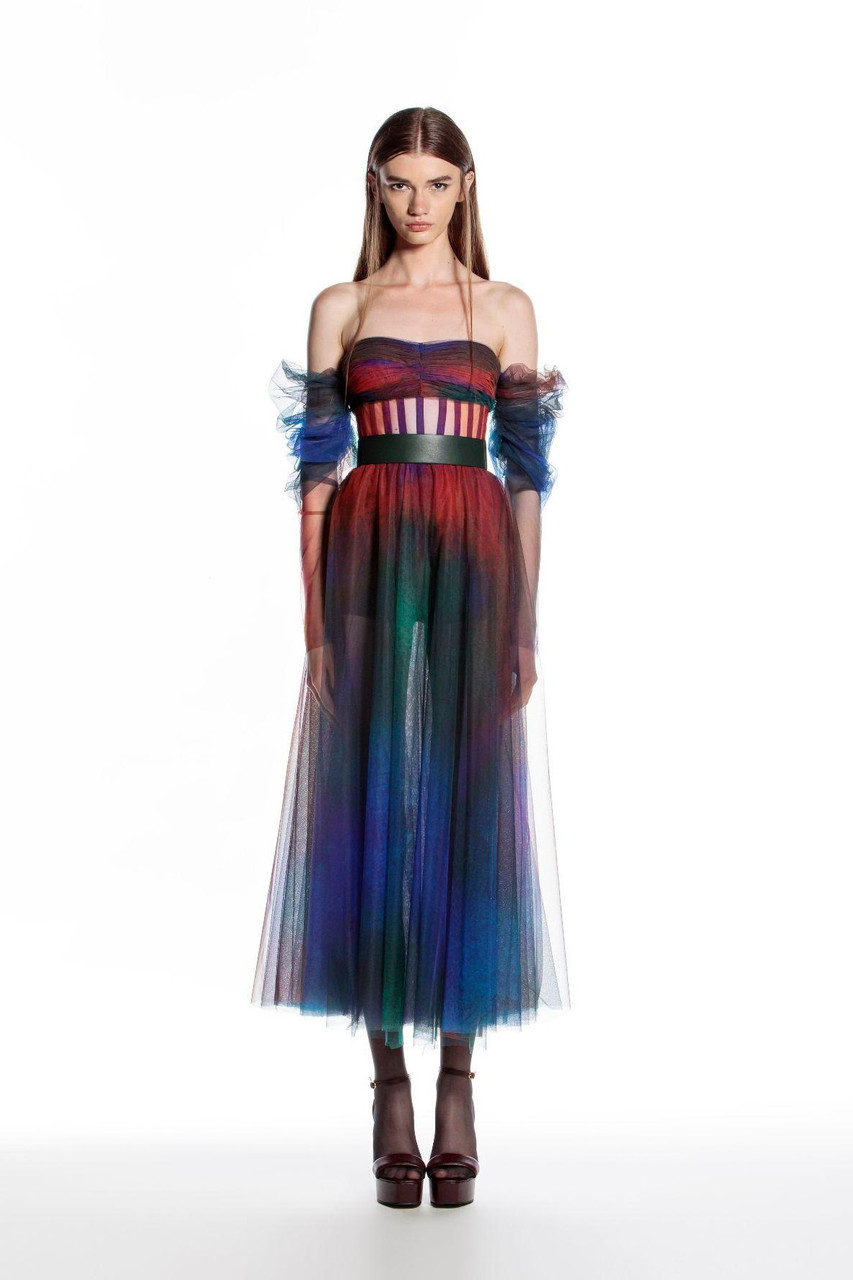 Hussein Bazaza Print Tulle Top And Skirt