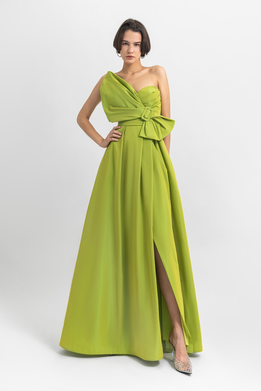 Gemy Maalouf Strapless Taffeta Slit Gown