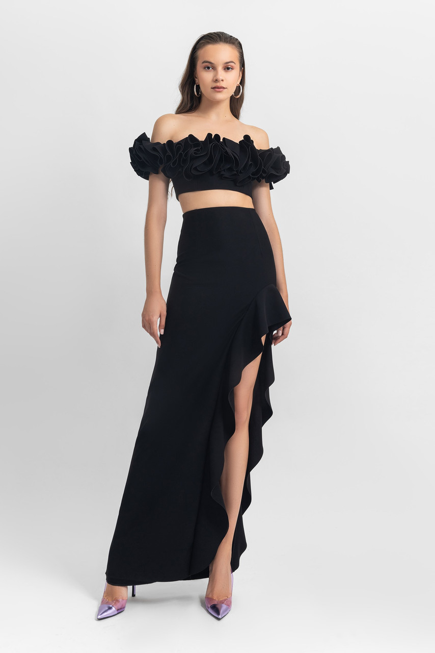 Shop Gemy Maalouf Crepe Ruffled Gown