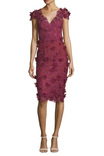 Marchesa Notte Applique Cap Sleeve Dress District 5 Boutique 4633