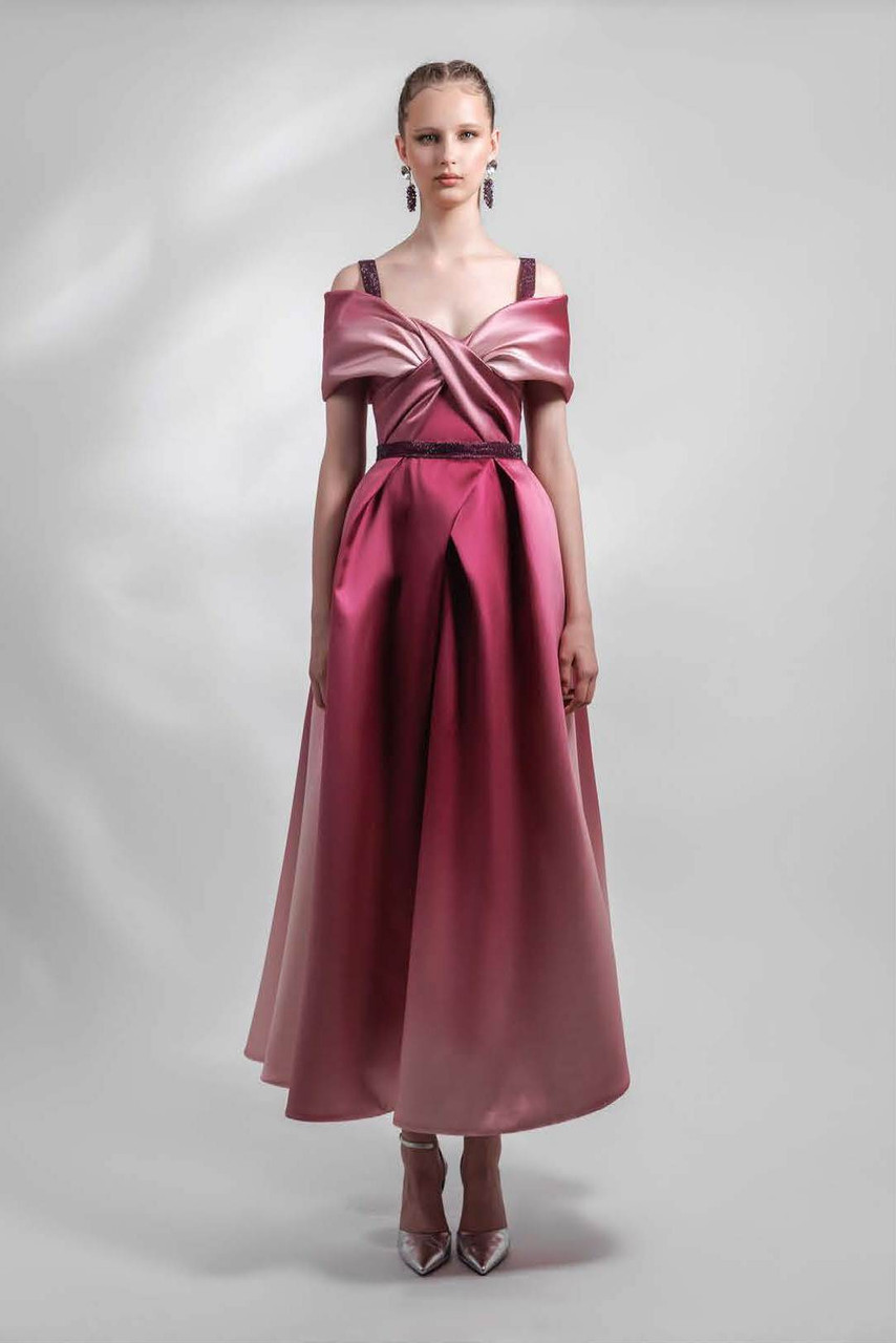 Shop Gemy Maalouf Satin Bow-like Bodice Midi Dress