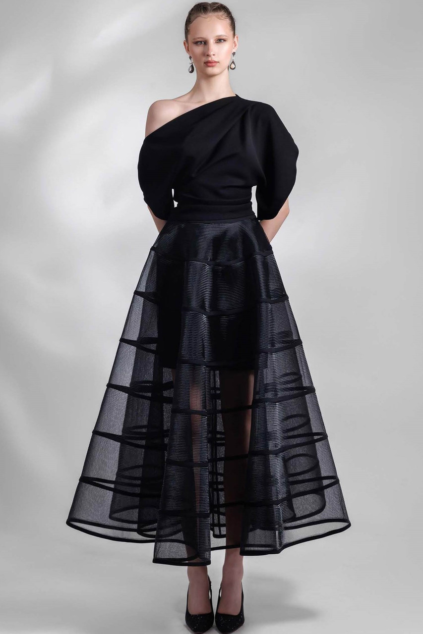 Shop Gemy Maalouf Draped Crepe Top With Cage-like Skirt