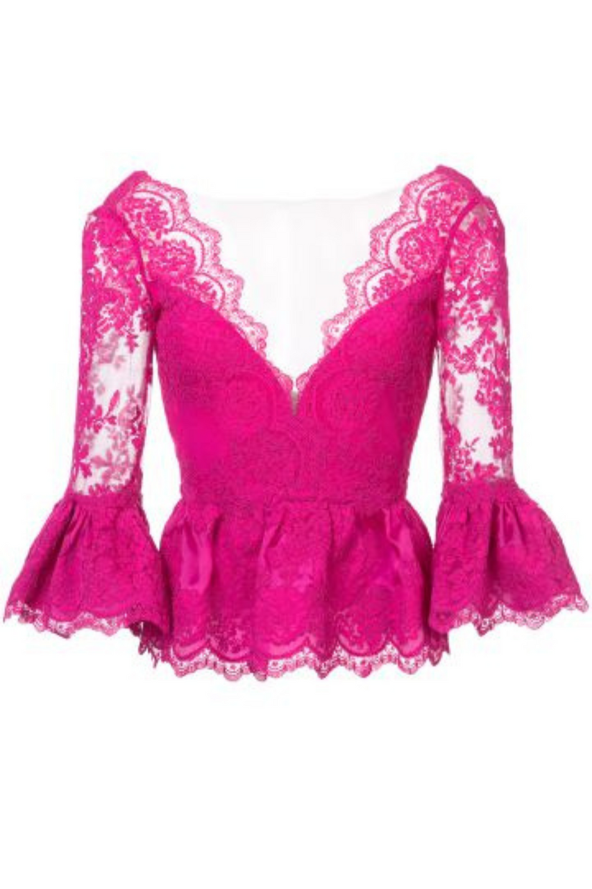 Marchesa Peplum Lace Shirt