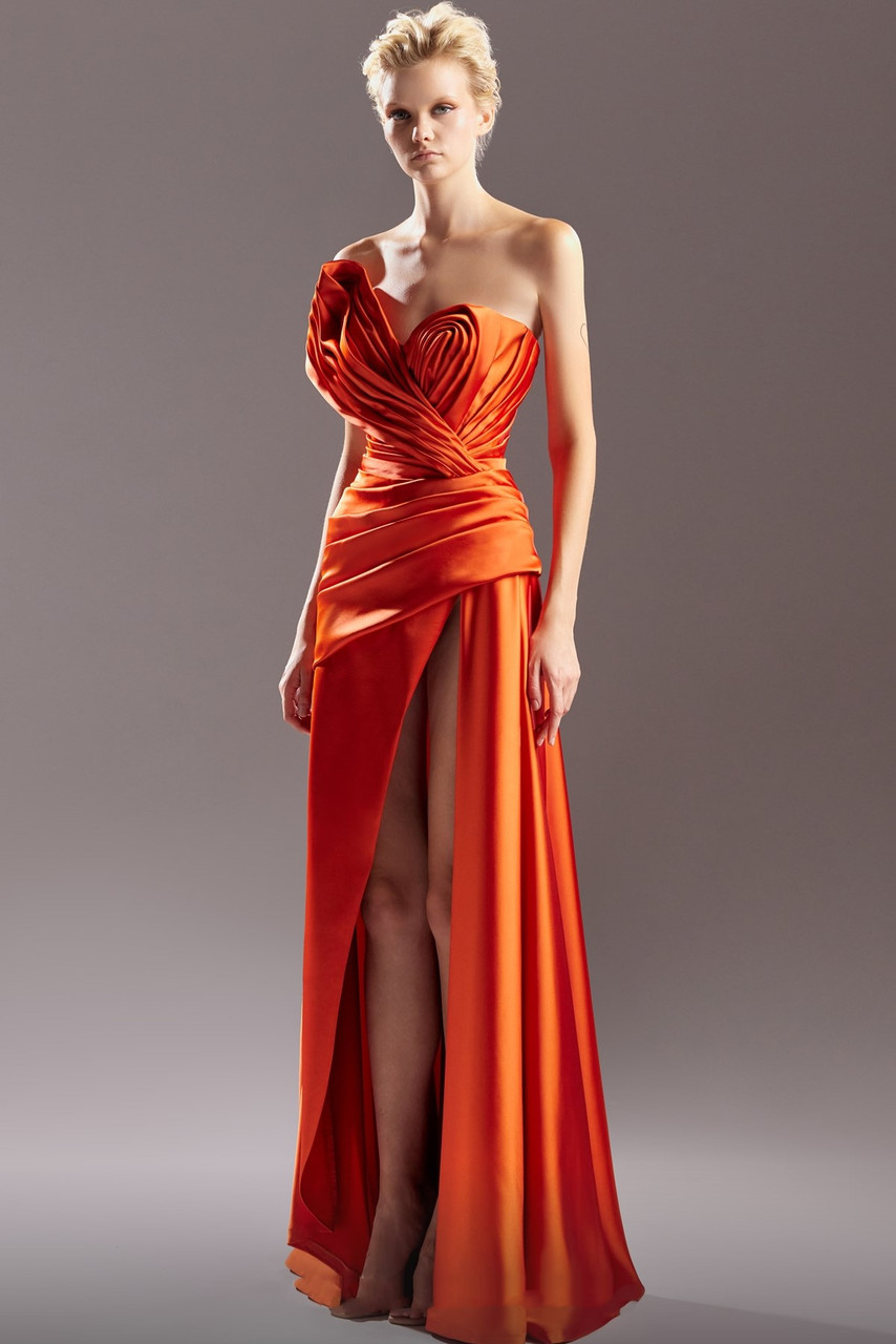 Gaby Charbachy Sculpted Bodice Satin Gown