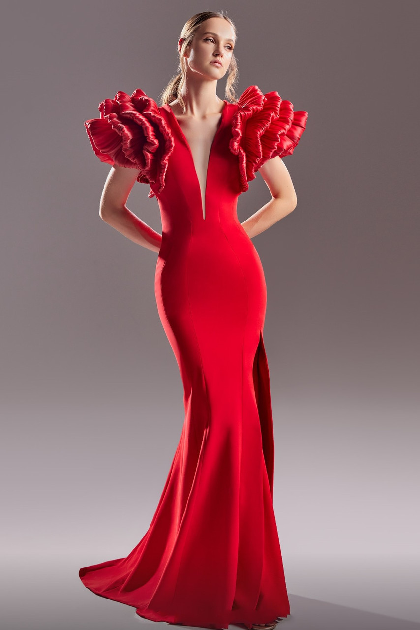 Gaby Charbachy Voluminous Shoulders Gown