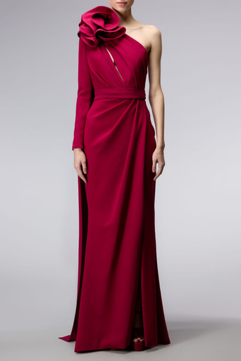 Elie Saab Asymmetric Cady Gown - District 5 Boutique