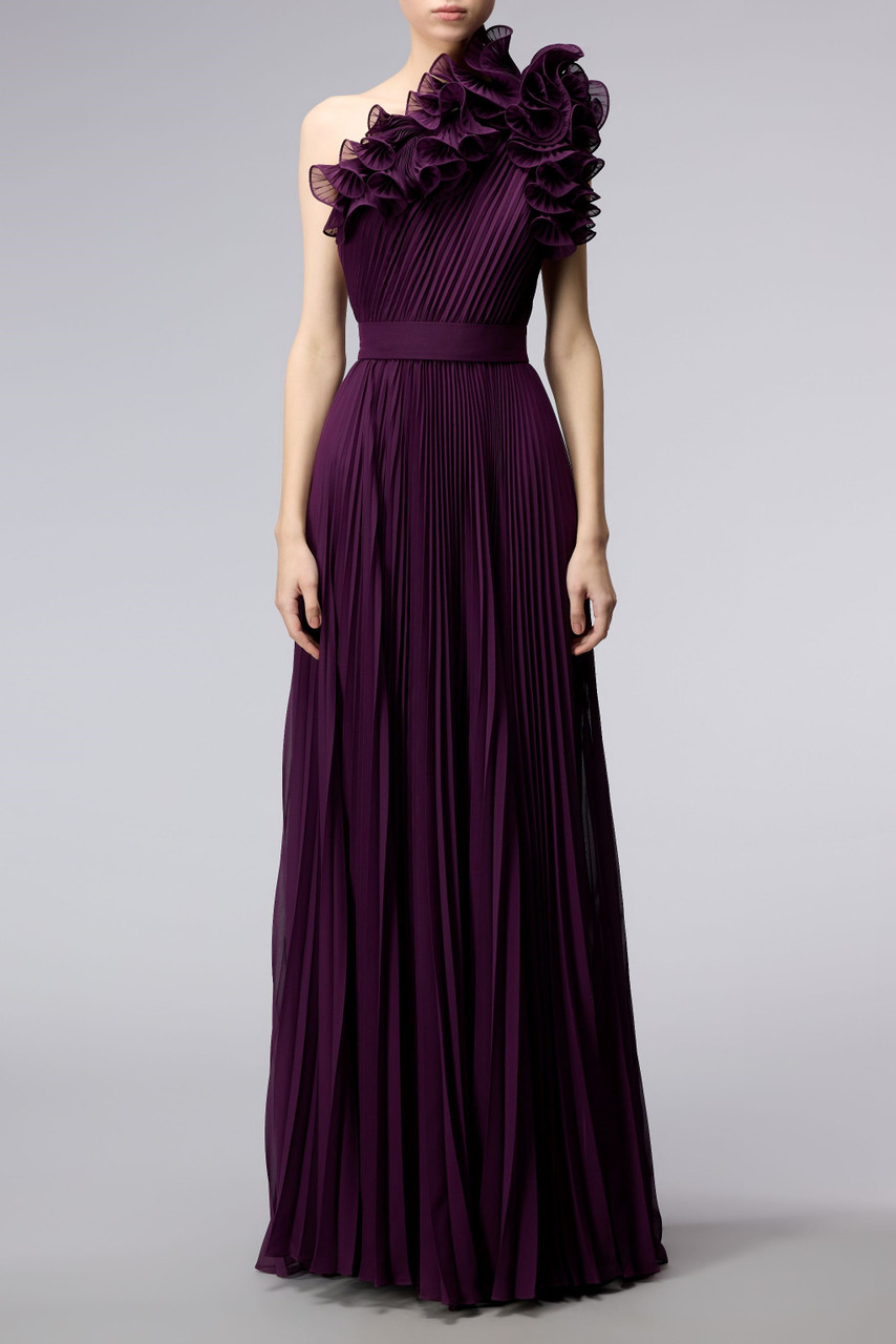 Shop Elie Saab Ruffled Georgette Gown