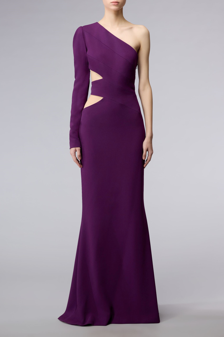 Elie Saab Asymmetric Cady Cut-out Gown