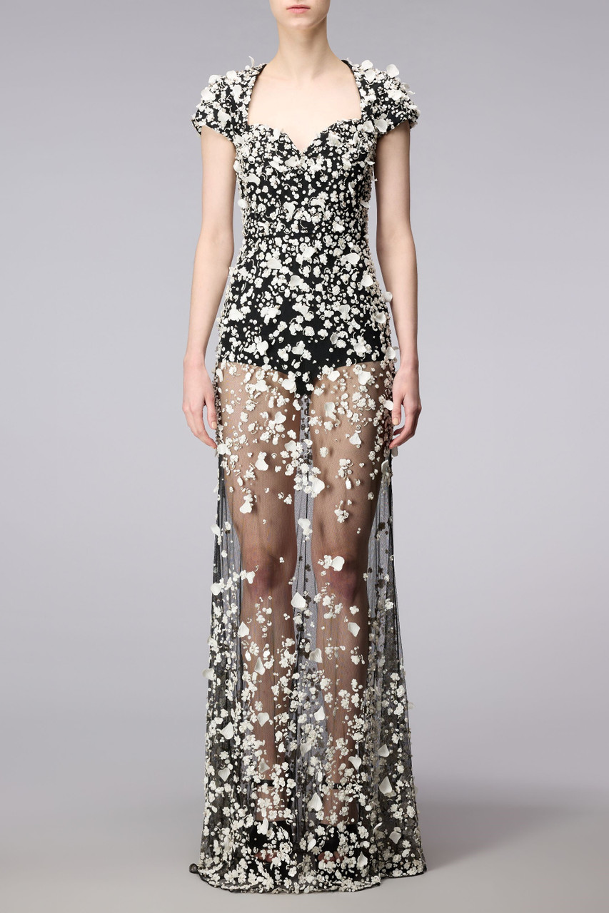 Elie Saab Embellished Tulle Gown