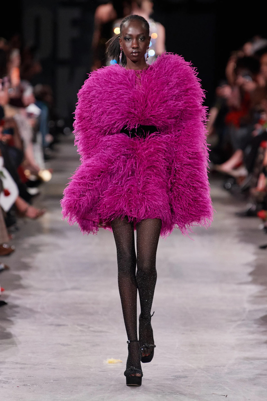 Naeem Khan Ostrich Feather Short Cape In Pink