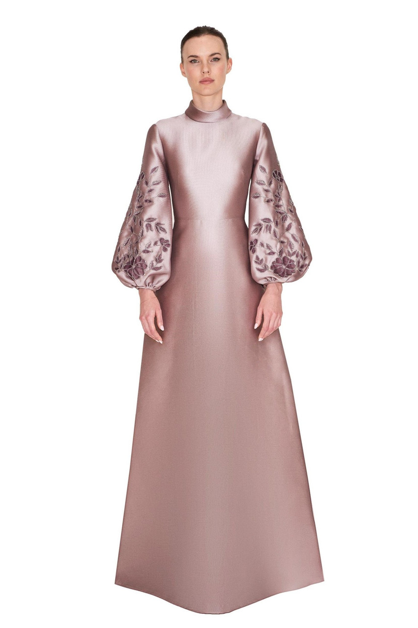 REEM ACRA BEAD EMBELLISHED SATIN GOWN SZ US XL MRSP: $2995 CURRENT