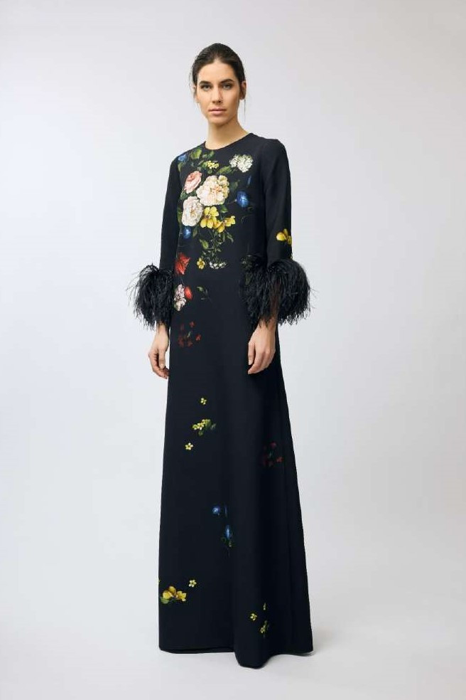 Elie Saab Printed Crepe Kaftan In Multi