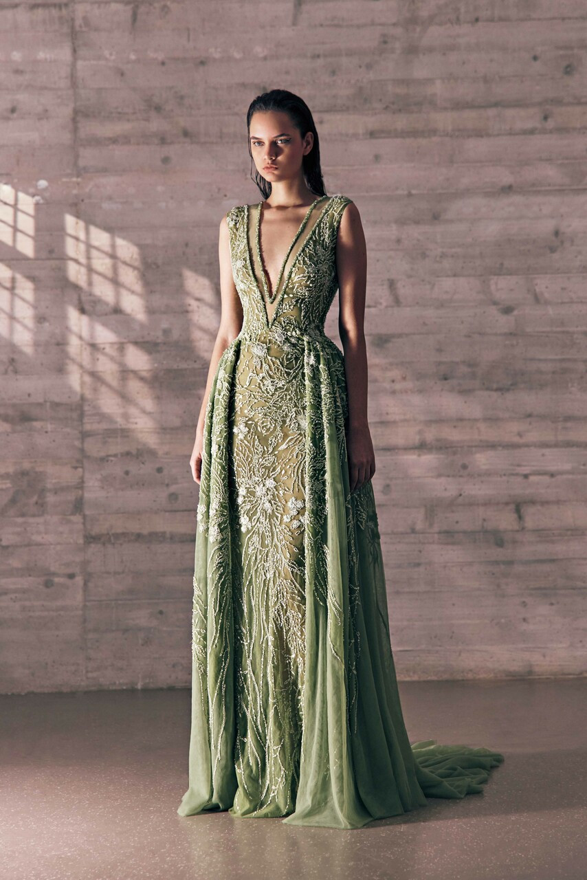 Tony Ward Twigs A Embroidered Tulle Gown In Multi