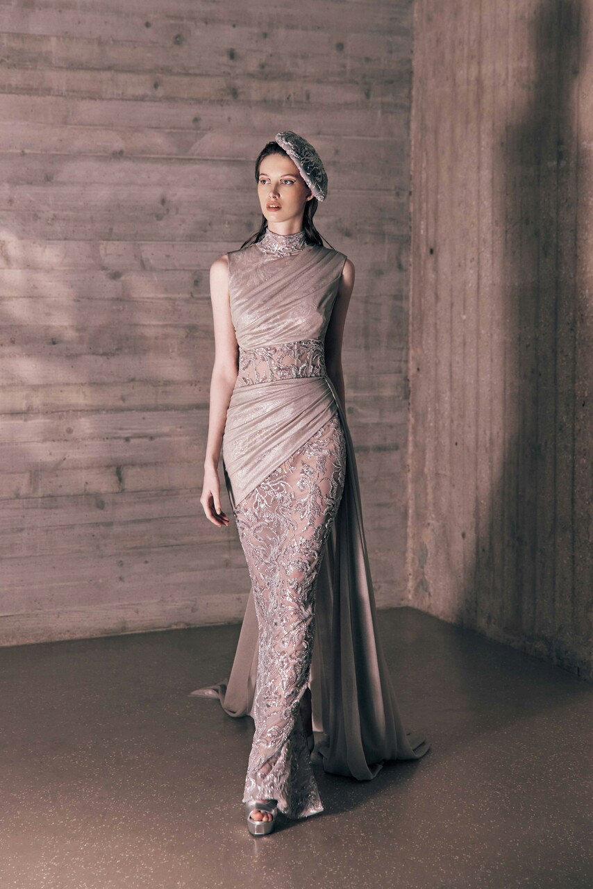 Tony Ward Embroidered Tulle Gown With Draping In Multi