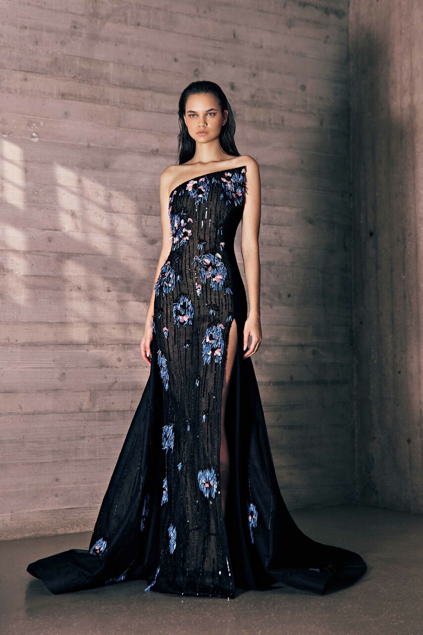 Tony Ward Flowers Embroidered Tulle Gown In Multi