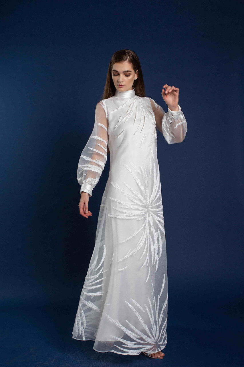 Anaya Saara Organza-embellished Maxi Dress In Multi