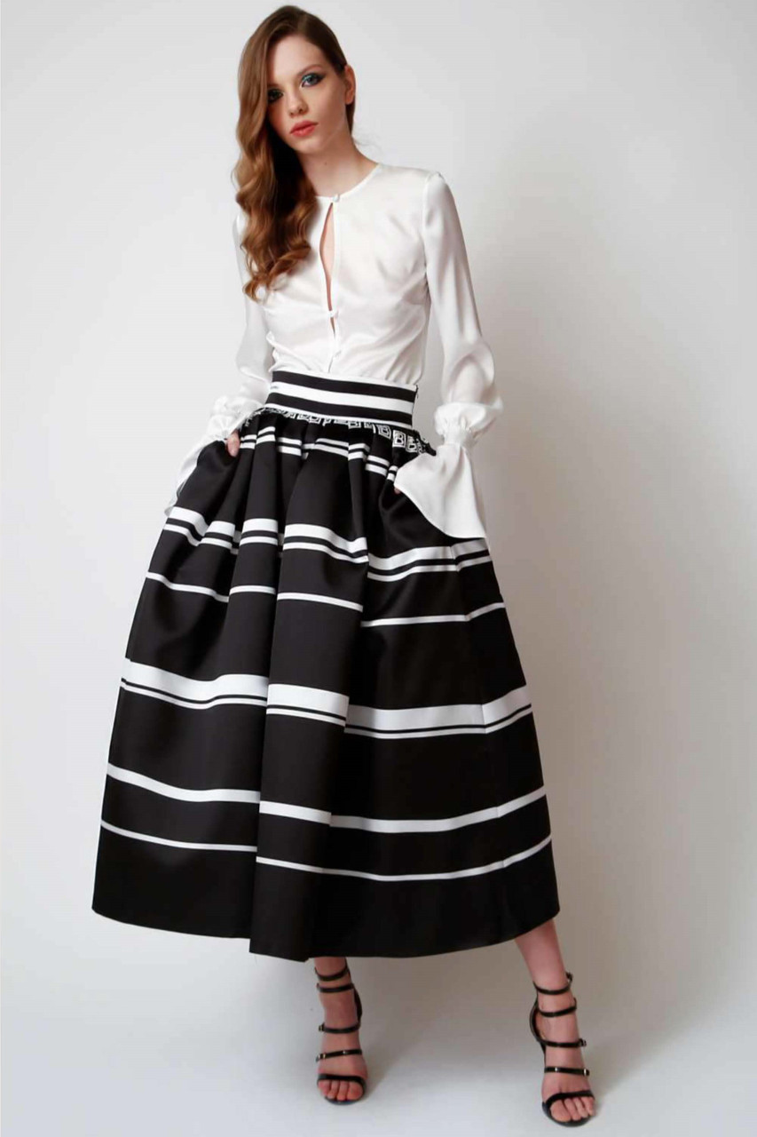 Gabriele Fiorucci Bucciarelli Long Sleeve Shirt With Midi Skirt In Multi